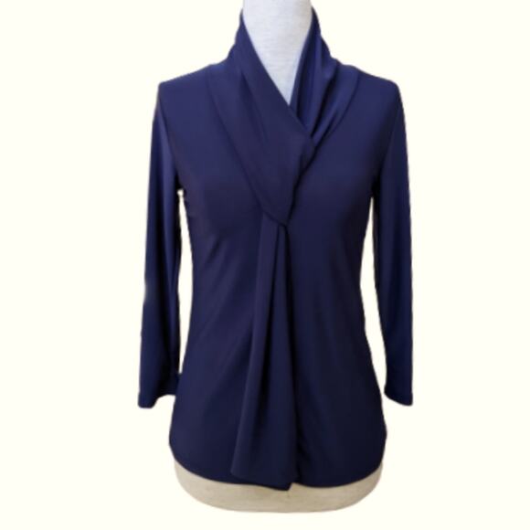 Tiffany & Grey Twist Knot Navy Blue Top PS - Picture 1 of 6